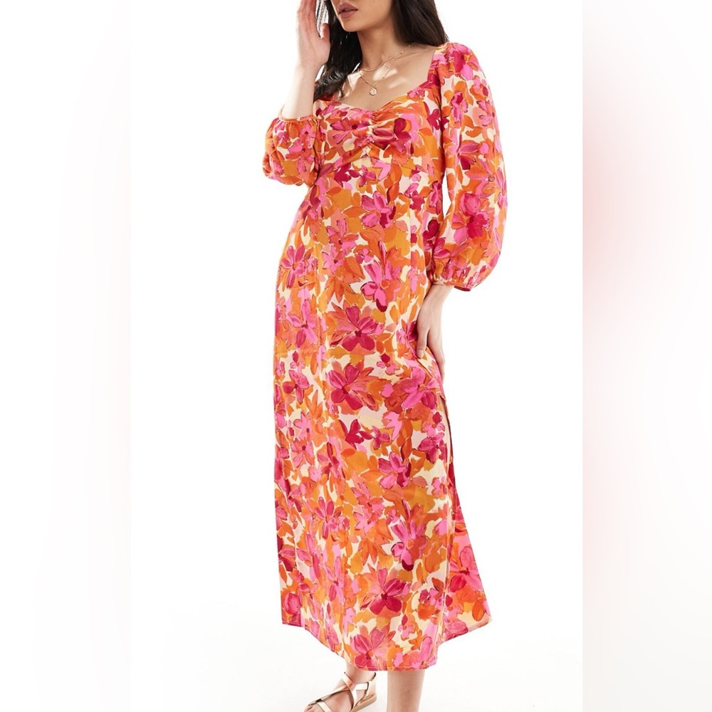 JDY Pink and Orange Floral Maxi Dress
